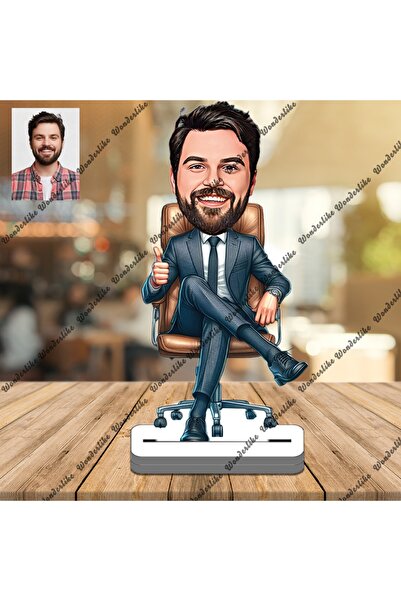 wonderlike İş Adamı Ceo 3D Ahşap Biblo,Sevgiliye Hediye,Doğum Günü Hediye