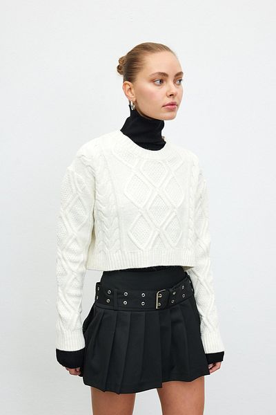VATKALI Pulover crop cu model tricotat