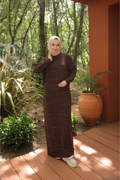 Pamuk Butik Γυναικείο Ασημένιο Πλεκτό Φόρεμα
