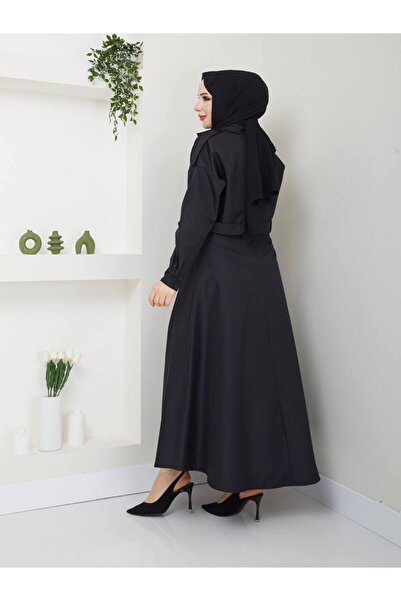 MY QILAM Kadin Ceket Etek Ikili Takim Kruvaze Yaka Pamuklu Su Geçirmez Trençkot 10nmr648