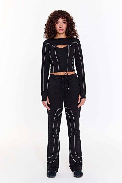 ŞEBNEM GÜNAY Black and White Contour Sweatpants