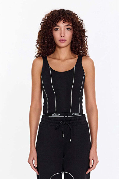 ŞEBNEM GÜNAY Black Cotton Corset Top