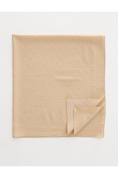 Kayra K Logo Woven Scarf Beige