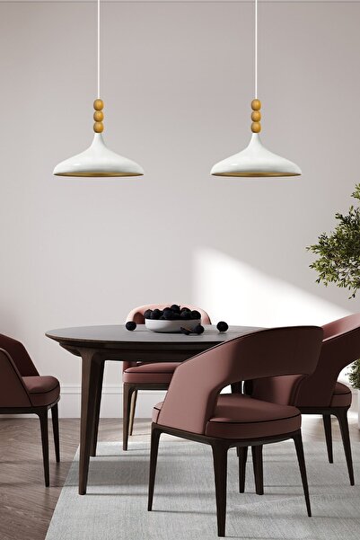 Bamyum Ikili Champion Beyaz Sarkıt Lamba Yemek Masası Oturma Odası Mutfak Salon Otel Café