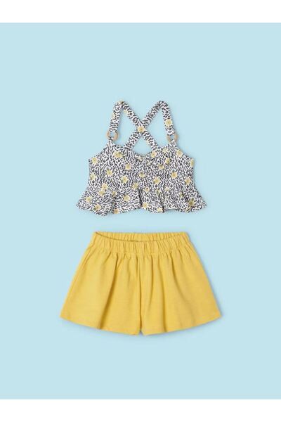 MAYORAL Girl's Suspender Body Shorts 2-Piece Set Yellow 3265