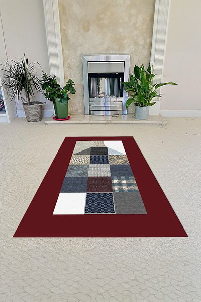 Napoli Home Covor de rugăciune pentru cadou, lavabil, imprimat digital, cu bază anti-alunecare, SECCADE-51-BORDO,