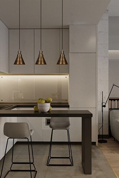 Bamyum Üçlü Cole Eskitme Rengi Metal Sarkıt Avize Lamba Rustik Vintage Iç Mek...