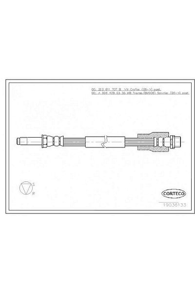CORTECO Brake Hose Rear Mercedes Sprinter B906 B907 . Vw Crafter 30-35-50 Gnzrz ​​