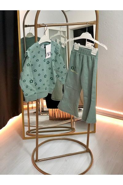 melomelo Green Flowery Ruffle Set