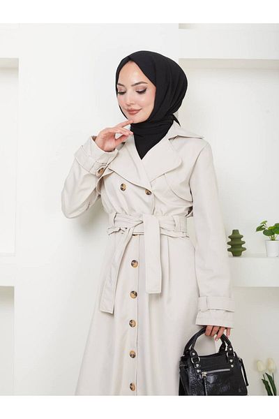 MY QILAM Double Breasted Collar Cotton Waterproof Women's Trench Coat and Jacket Set - 10Nmr648