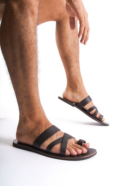 DaphneSandals Genuine Leather Tan Men's Slippers - M1012