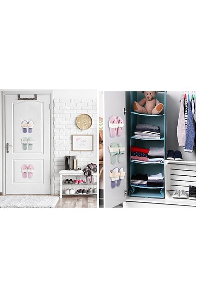RUBY BOUTİQUE Bathroom Slippers Holder - Door Back Practical Shelf - Slippers Holder White