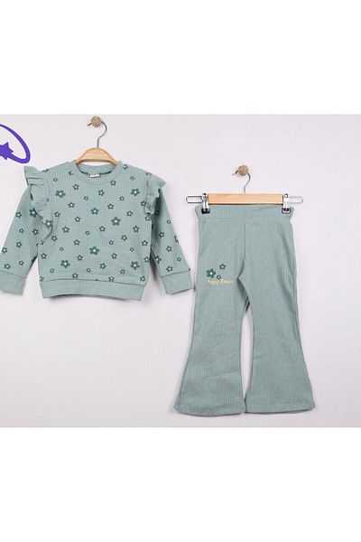 melomelo Green Flowery Ruffle Set