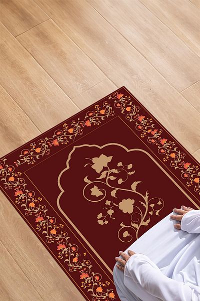 Napoli Home Covor de rugăciune pentru cadou, lavabil, imprimat digital, cu bază anti-alunecare, SECCADE-83-BORDO,