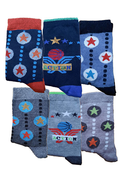 Hepsine Rakip 12 Li Erkek Çocuk Baskılı Uzun Soket Çorap Renkli Çocuk Çorap