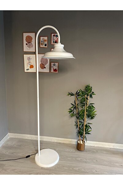 Bamyum Beyaz Lambader Modern Dekoratif Metal Oturma Odası Çalışma Odası Zemin Lambası