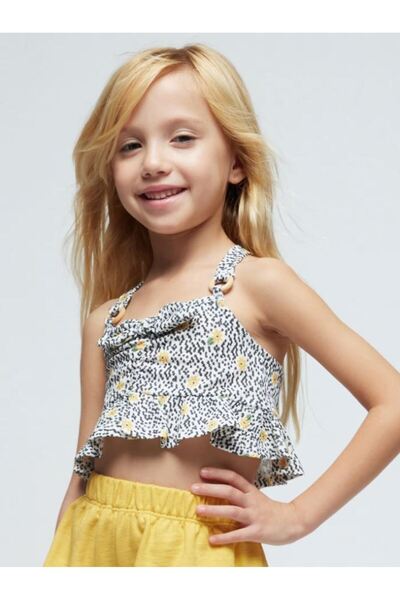 MAYORAL Girl's Suspender Body Shorts 2-Piece Set Yellow 3265