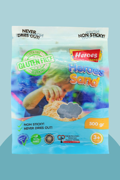 HEROES Kinetik Kum 500 gr - Eğlenceli Akışkan Eğitici Kinetik Oyun Kumu Mavi