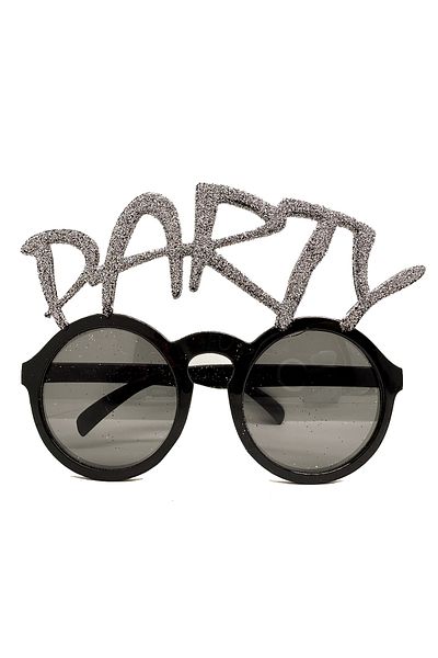 kapsulavm Silver Glitter Party Written Party Glasses Show 15X7 cm