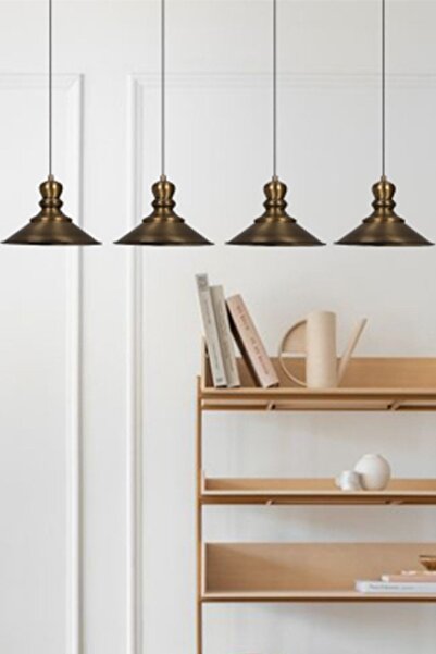 Bamyum Dörtlü Nantes Eskitme Rengi Metal Sarkıt Avize Lamba Rustik Vintage Iç...