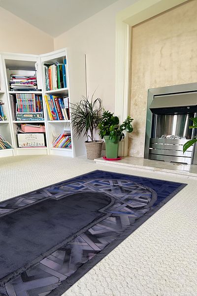Napoli Home Дигитално отпечатан молитвен килим с нехлъзгаща се основа, който може да се пере, за подаръци и зестра, PRAYER RUGS-57-BLUE
