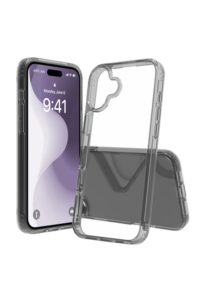 Buff Labs Buff iPhone 16 Plus Air Hybrid Şeffaf Kılıf Smoke Black