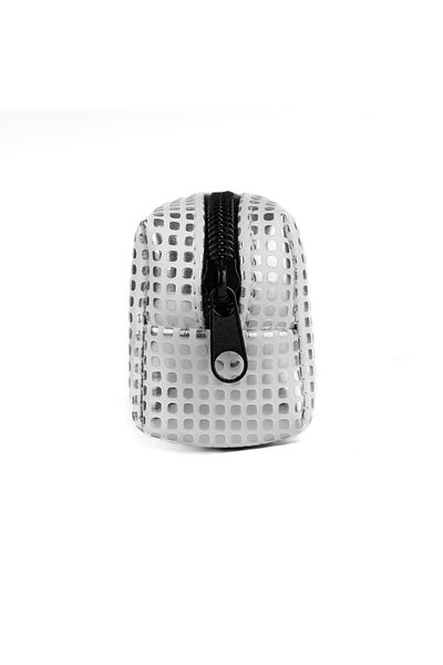 Gözde Proje Artificial Leather White Dotted Pencil Case