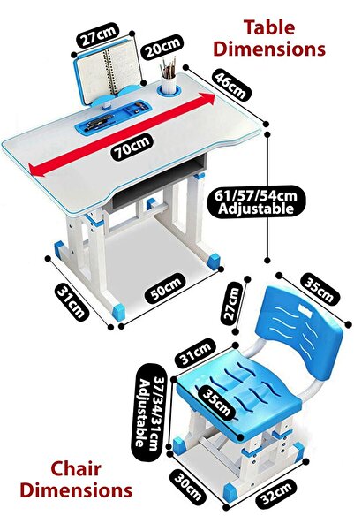 Generic Adjustable Kids Study Desk And Chair Set Educational Table with Ergonomic Design Safe Construction A