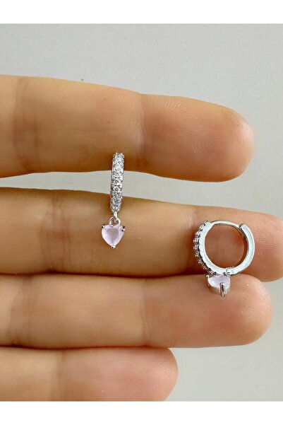 Arescollection ZİRKON TAŞLI PEMBE KALP SALLANTILI 1 ADET HELİX KIKIRDAK LOBE ...