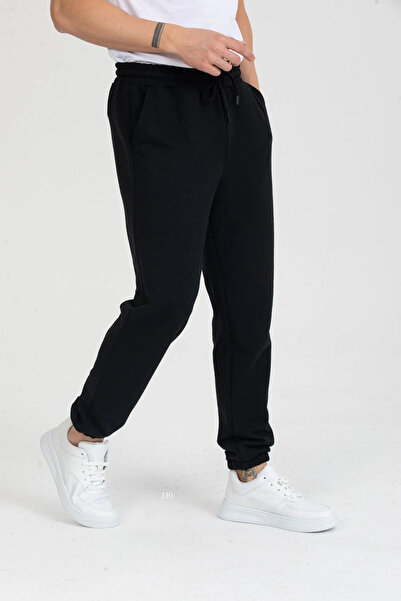 UYN SPORT Συμπαγής χτενισμένη βαμβακερή ανδρική φόρμα Jogger Cut Μαύρη