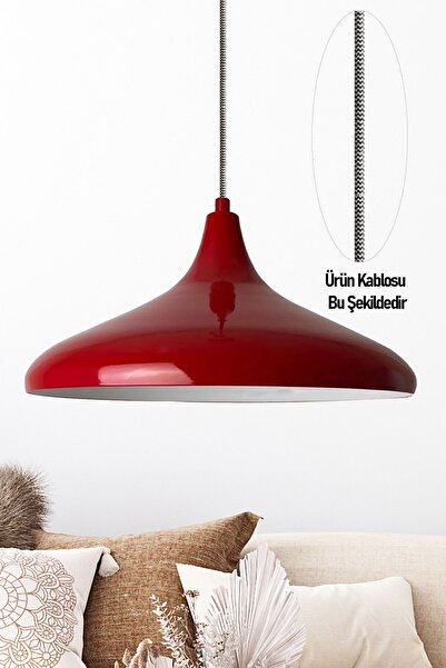 Bamyum Champion Kırmızı Özel Kablo Avize - Alüminyum 35 Cm Cafe Mutfak Modern...