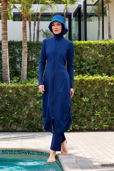 Marina Parachute Navy Blue Full Covered Hijab Swimsuit