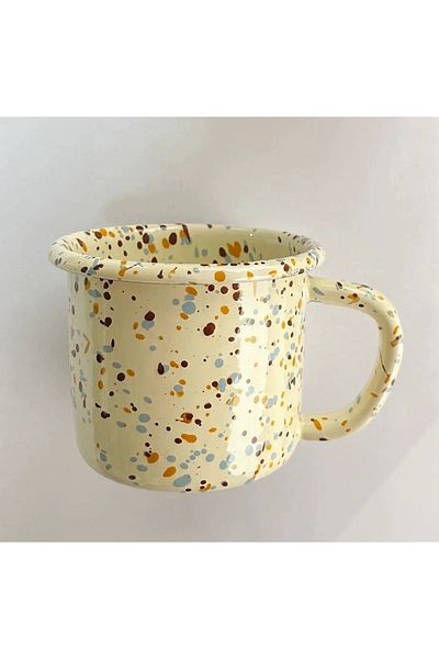 Bidoluraf Beige Enamel Mug - All Splash, 350ml