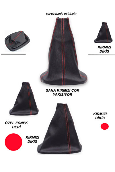 bol bol cesitler Renault Latitude Compatible Auto Shift Bellow Black Leather Red Stitch