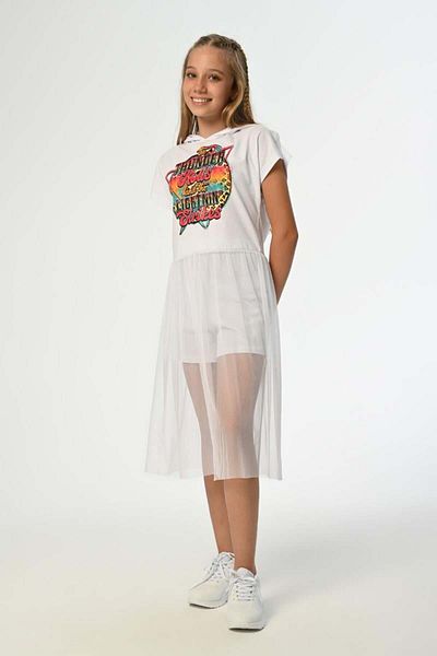 Ugly Duck 09-15 Years Old Girl's White Color Tulle Shorts Double Suit