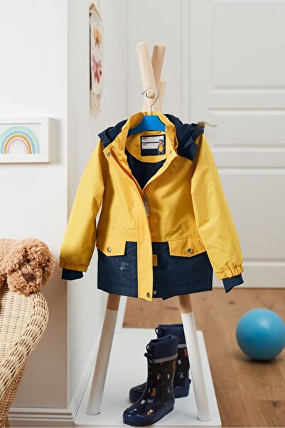 Tchibo Toddler Boys Thermal Rain Jacket, Navy and Yellow