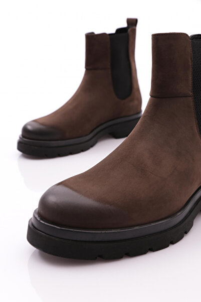 DGN Erkek Yanı Lastikli Bot Kahverengi Nubuk Hakiki Deri 710583616