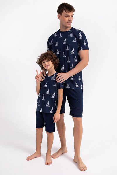 Arnetta Navy Blue Men's Bermuda Shorts Set