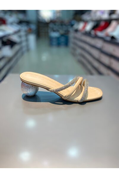 Guja Stylish Women's Heeled Slippers with Imported Stones