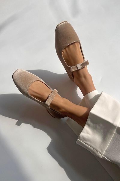STRASWANS Foden Γυναικεία Κορδέλα Λεπτομέρεια Velvet Ballerina Mink