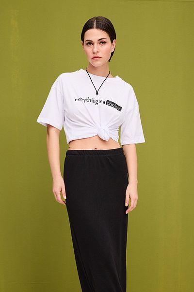 VATKALI Λευκό Basic T-Shirt - Τυπωμένο