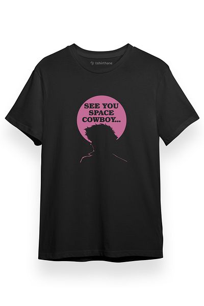 Tshirthane Cowboy Bebop Pink See You Space Cowboy Μαύρο κοντομάνικο ανδρικό μπλουζάκι