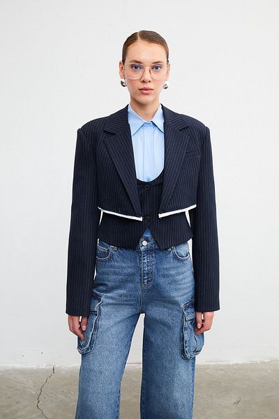 VATKALI Gestreifter Crop-Blazer
