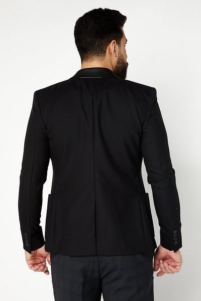The Kooples Men Regular Fit Long Sleeve Textured Suit Blazer, Black