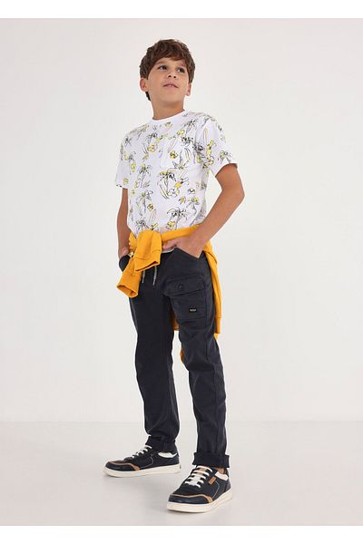 MAYORAL Tricou alb pentru băiat cu mânecă scurtă imprimată
