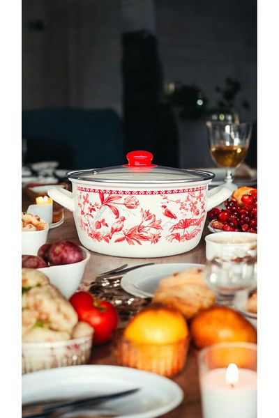 emaye market 22cm Enameled Chips Vegetable French Fries Pot Fryer Decorated Inside and Outside White Enamel