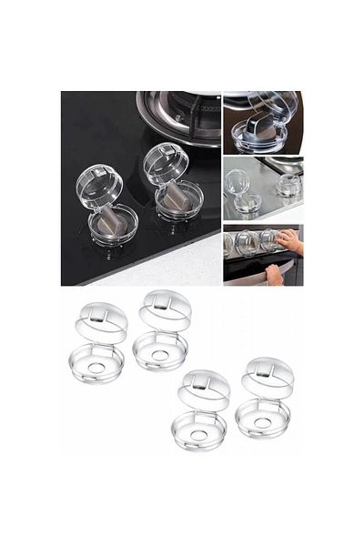 Piev Set of 4 Oven Gas Stove Button Protector for Baby and Child - Safety Lock Cover
