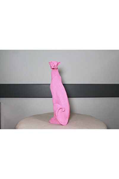 Pembe Panter Heykeli - Dekoratif Panter Heykel Büstü
