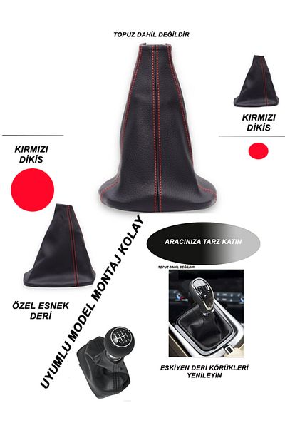 HARGE Hg Volkswagen Passat Cc Compatible Vehicle,Car,Auto Gear Gaiter Red Stitch