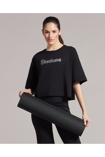 SKECHERS W Graphic Tee Crew Neck T-shirt Women's Black T-shirt S231254-001